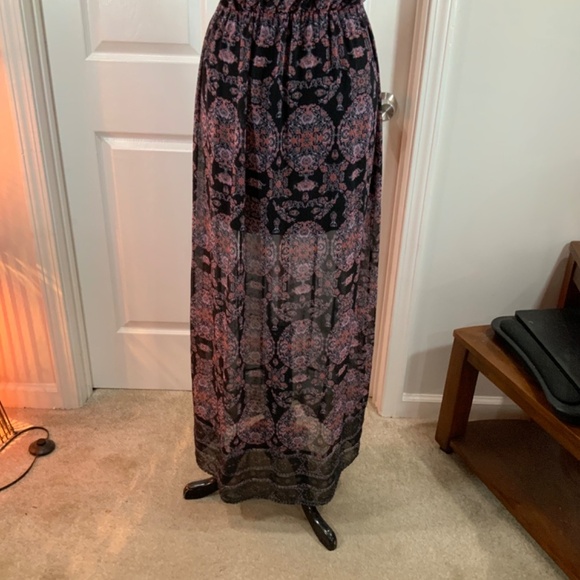 Free People Lace Boho Festival Moroccan Printed Yoke Maxi Dress Size 6 - Picture 11 of 12